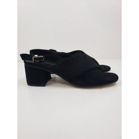 French Connection Tahiti CrissCross Ankle Strap Block Heel Sandals Black Size 10 - Picture 5 of 10